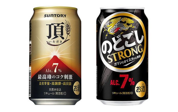 「頂〈いただき〉」㊧と「のどごしＳＴＲＯＮＧ」