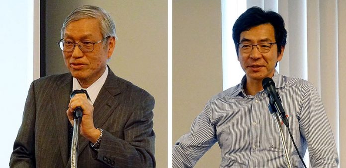 食品産業センター・村上秀德理事長㊧と味の素ファンデーション・栗脇啓氏