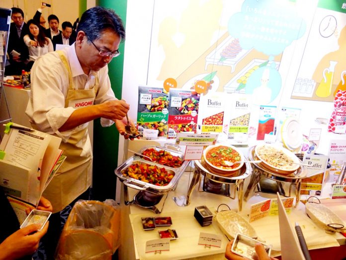 時間帯別に野菜メニューを提案する「エブリタイムベジタブル」コーナー（カゴメ ベジタブル・ソリューション2018）