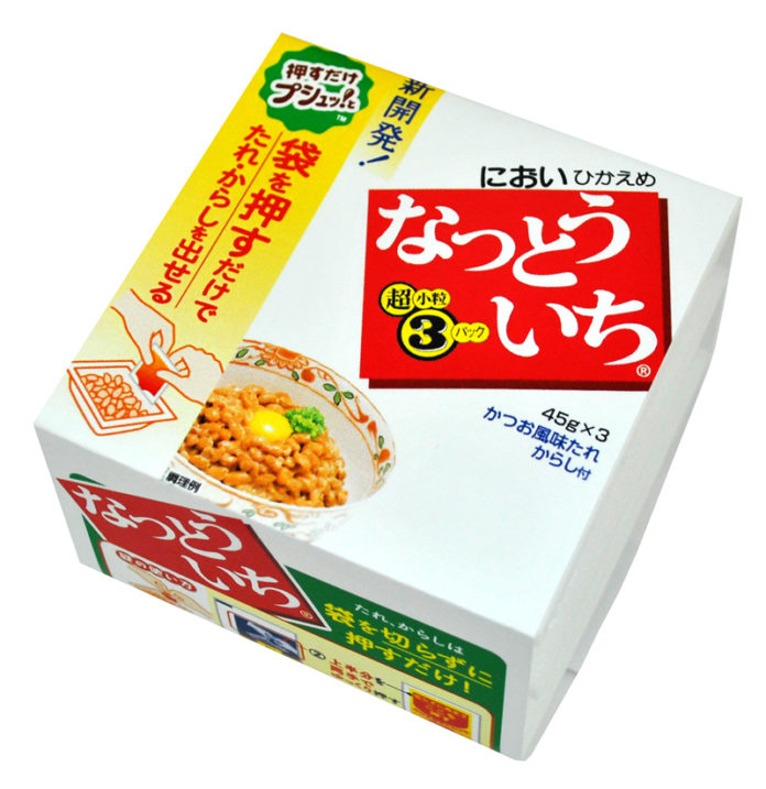 「なっとういち　押すだけプシュッ！と　超小粒３Ｐ」（Ｍｉｚｋａｎ）