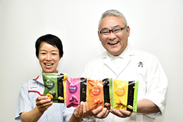 江崎グリコ・本田真弥さん㊧と京都吉兆・徳岡邦夫社長