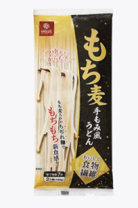 「もち麦手もみ風うどん」(はくばく)