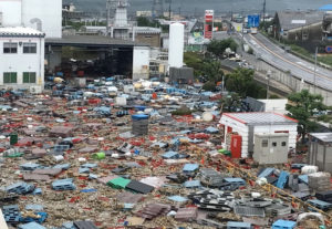 西日本豪雨で被災した本郷工場(18年7月)