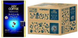 EC専用「プレミアムステージ スペシャルブレンド」(キーコーヒー)。家に置いて楽しめるデザインも特徴
