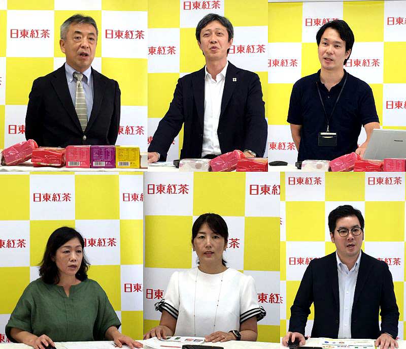 宮原正樹リテール コンシューマーグループグループリーダー 左上 竹田一也商品企画 マーケティングチームチームリーダー 上中央 阿部慎介マーケティング ユニットユニットリーダー 右上 商品企画ユニットの村野かをる氏 左下 齊藤章代氏 下中央 大槻裕介氏