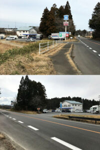 海岸から2kmの店は濁流が引いたあと、一帯が壊滅状態に。国道が復旧したのは震災から3日後(ローソン亘理山元店)