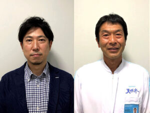 平岡雅文課長㊧(サントリー食品インターナショナル)と澤田元充工場長(サントリープロダクツ)