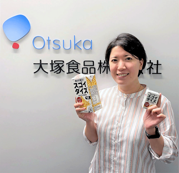 「スゴイダイズは豆乳じゃない！」　アピールする子安寛子氏（大塚食品）