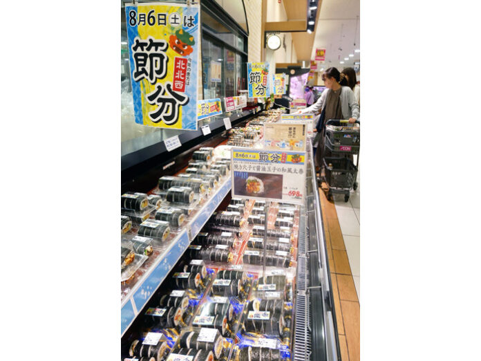 初めて夏休みに恵方巻を並べたイオン大阪ドームシティ店