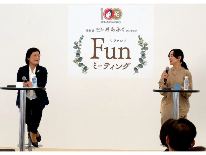 対談する上村愛子さん㊨と鈴木志保子氏（日本スポーツ栄養協会）