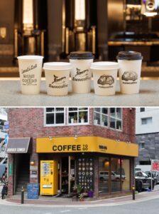 クロスライフ博多天神・クロスライフ博多柳橋では、地元のカフェや喫茶店とのコラボを展開。写真は「manucoffee（マヌコーヒー）」（上）と「manucoffee 春吉店」（下）