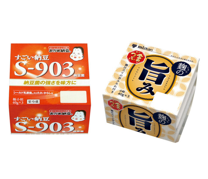 「すごい納豆 S-903」（タカノフーズ）、「金のつぶ 麹の旨み」（ミツカン）