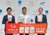 （左から）MiL杉岡侑也代表取締役CEO、長友佑都氏、モントワール長伸也代表取締役社長