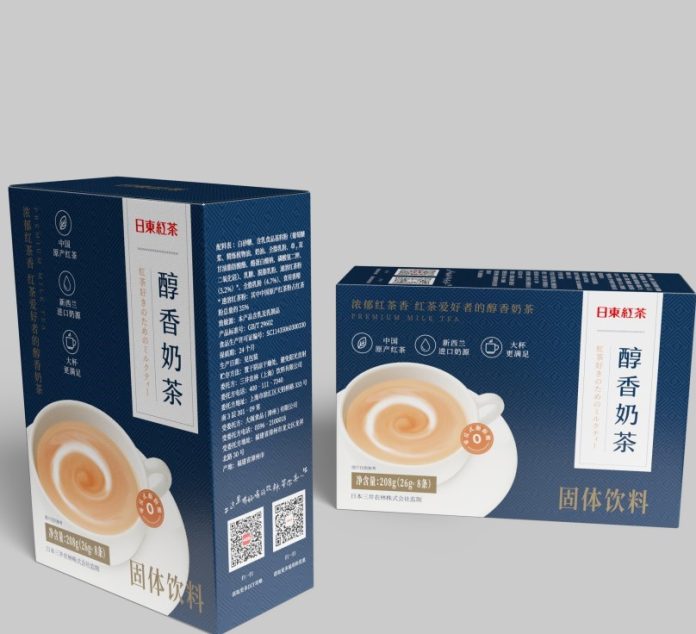 中国最大級ECプラットフォーム「天猫（TMALL）」に開設した「日東紅茶旗艦店」やスーパー、コンビニで今春発売予定の海外向け「日東紅茶ロイヤルミクティー」のイメージ。中国語名は「醇香奶茶」、英語名は「Premium Mlik Tea」。