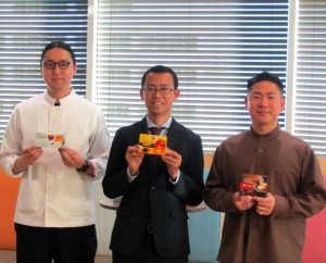 左からMr.CHEESECAKEの田村浩二CEO、トワイニング・ジャパンの森健太プロダクトプランナー、井崎英典氏 - 食品新聞 WEB版（食品新聞社）
