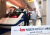 東武スカイツリーライン浅草駅4番ホームに入る「りょうもう『カルピス』EXPRESS」