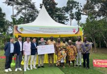 ガーナ産カカオ豆の生産量回復に光明か 政府機関の財務状況にも明るい兆し 生産性改善へロッテが初の苗木寄贈 ガーナで行われたカカオの苗木贈呈式の様子。ロッテの幹部が出席