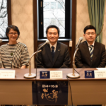 高田謙之丞社長（中央）、千砂・ビーズ氏（左）