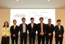 コカ・コーラ、サステナビリティに3つの革新 水資源・気候変動・持続可能な農業でスタートアップ企業と種まき 左から田中氏、髙橋氏、簗田氏、David Lu氏、間澤氏、福永氏、文字氏