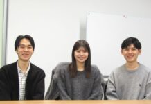 味の素AGF、コーヒーエントリー層でもある大学生との接点を重視 学生の参加意欲向上へ共創したアイデアの具現化を促進 左から取材に応じた柴田皓耀さん(大学3年)、中田莉子さん(大学2年)、近藤流(はる)さん(大学3年)