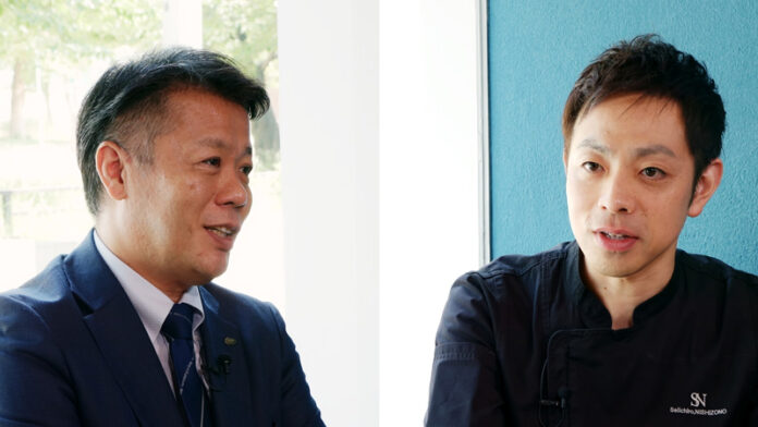 左から、𠮷田尚史社長、西園誠一郎シェフ