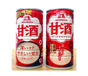 リニューアルした「森永甘酒」㊨　左は従来品