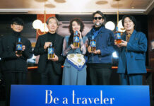 ウイスキー「碧Ao」 “旅”テーマにプロジェクト 5人が各地から写真で発信 サントリー 「First traveler」の5人が集結(6日の発表会で)