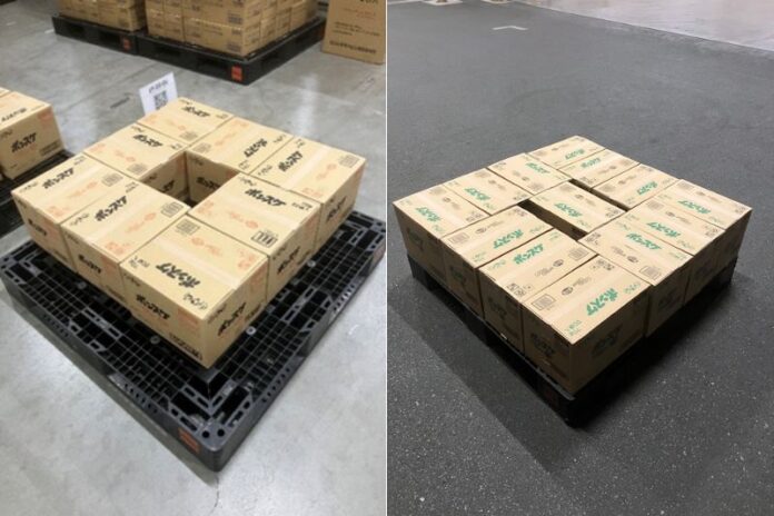 パレット積載・改善前（左）と改善後（右）