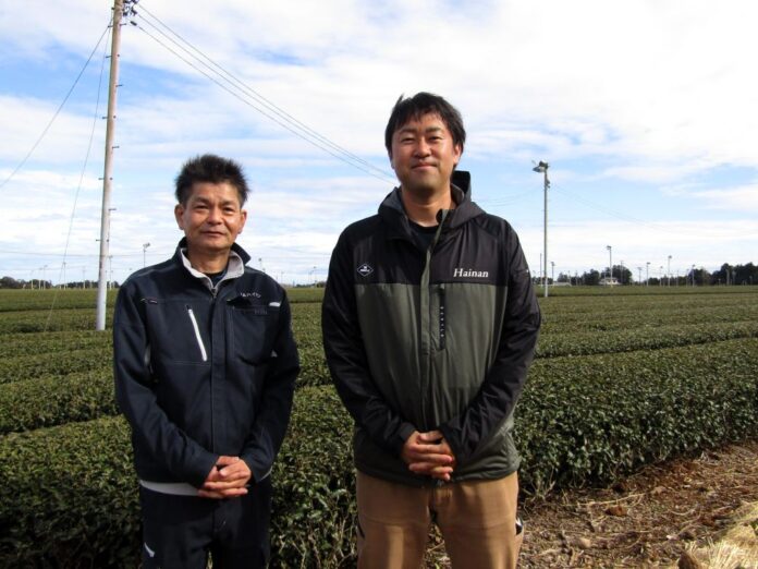左からJAハイナン流通販売部茶業センター副センター長の江川佳元さんと勝間田開拓茶農業協同組合副組合長の横山嗣人さん